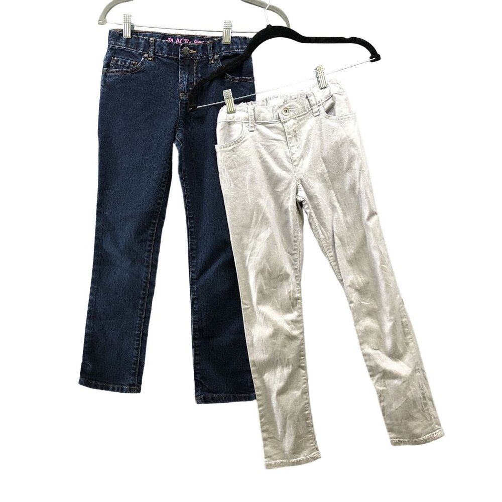 Children's Place Skinny Jeans BUNDLE Youth Girls Size 10‎ Blue Metallic 2 Piece